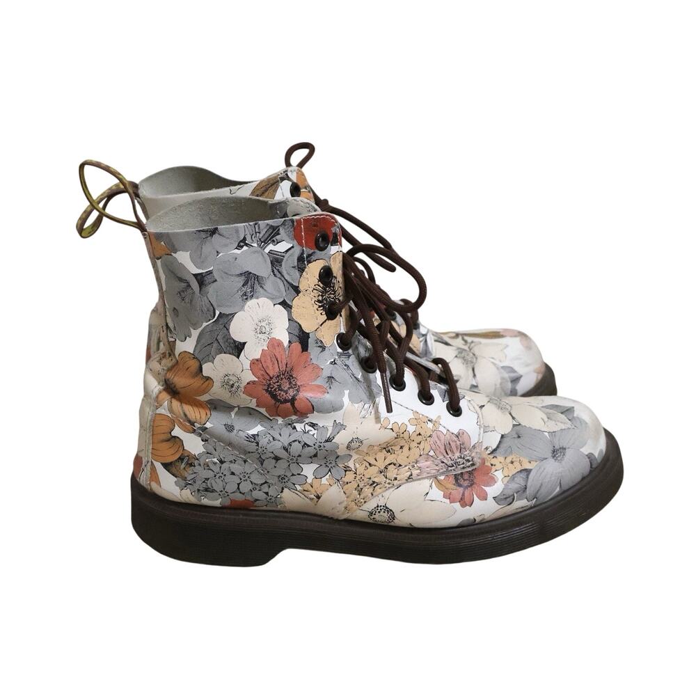 Dr. Martens 1460 Pascal Floral Sand Combat Boots 9 Boho